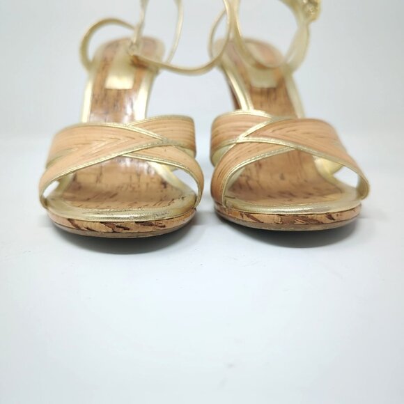 Enzo Angiolini Heels 7 Cork Summer Tan Gold - Picture 3 of 12
